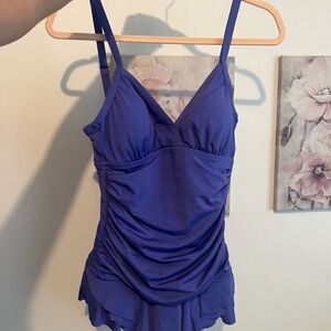Purple Ruched Swimsuit